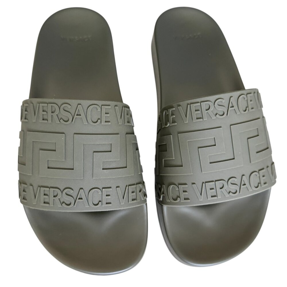 Versace 1006272 Men's Rubber Greca Gomma Pool Slide,‎ sizes 41